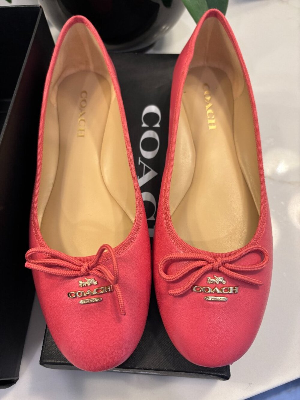 Like new! COACH pink leather ballet flats. Sz 9